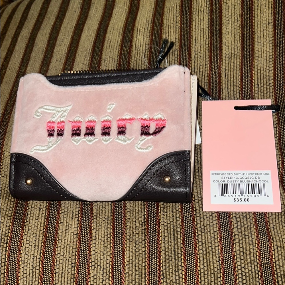 Juicy Couture Pink and Black Wallet with Metallic Accents